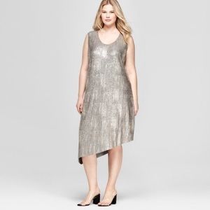 Sleeveless Metallic Asymmetrical Dress